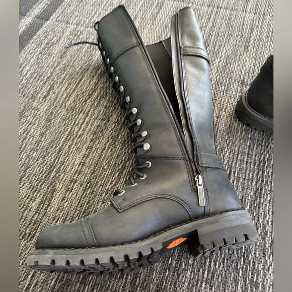 Harley-Davidson Leather Boots Beechwood Motorcycle Size 8 Size Tall Riding Boots - Picture 11 of 16